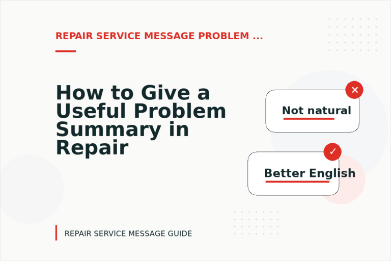 How to Give a Useful Problem Summary in Repair Service Message English